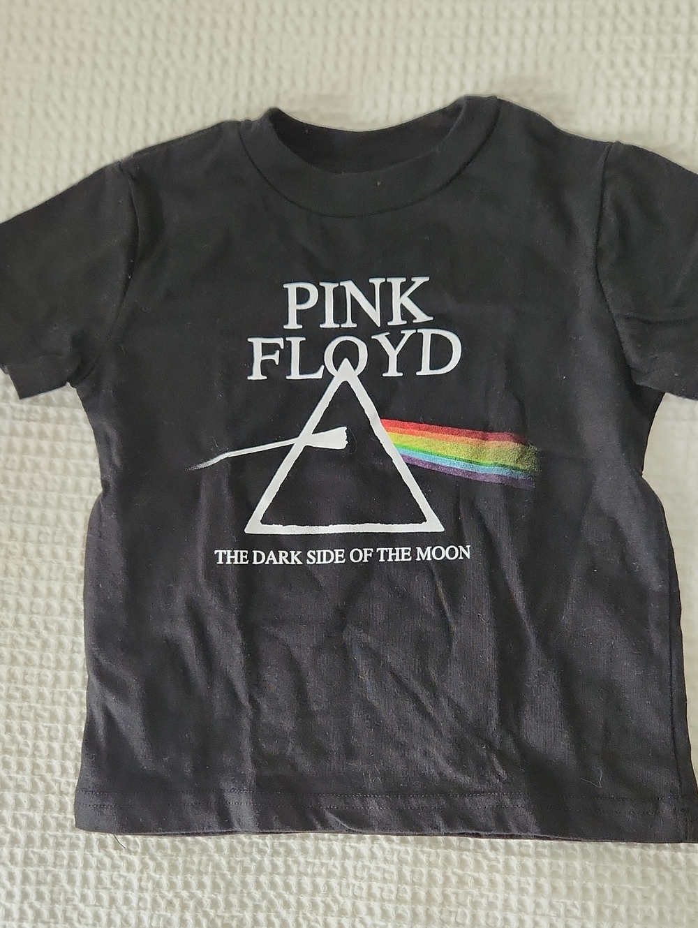 Pink Floyd Black Kids Short Sleeve Tee with Prism Rainbow Graphic
